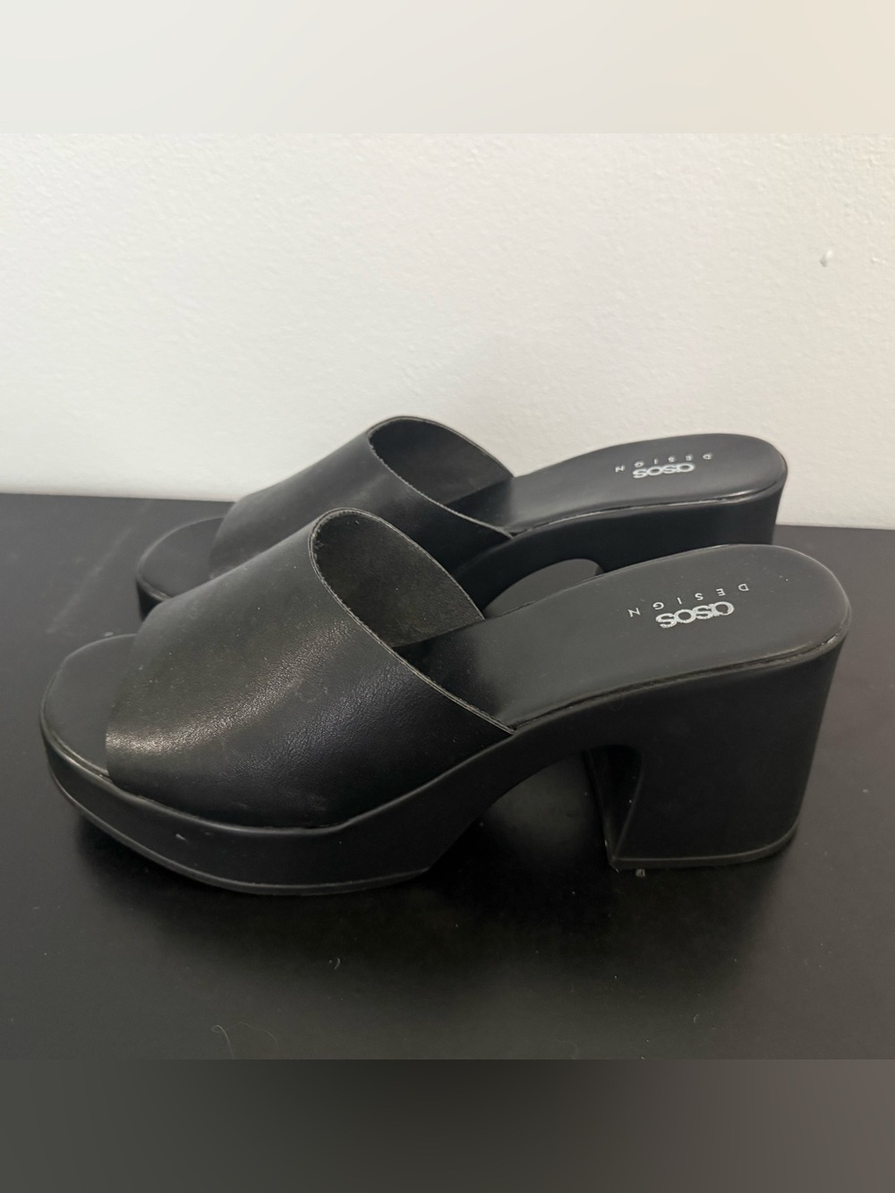 ASOS Design Black Platform Slide Heels